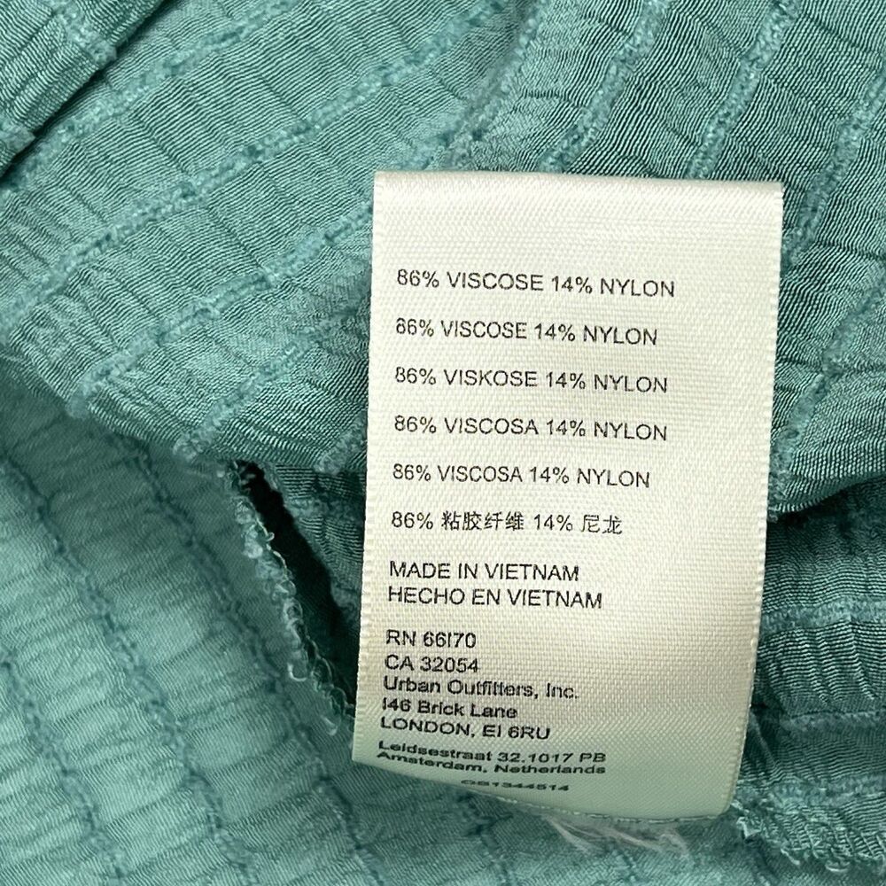 Free People Out Of Town Green Long Balloon Sleeve Boho Peasant Top Medium - Picture 10 of 12